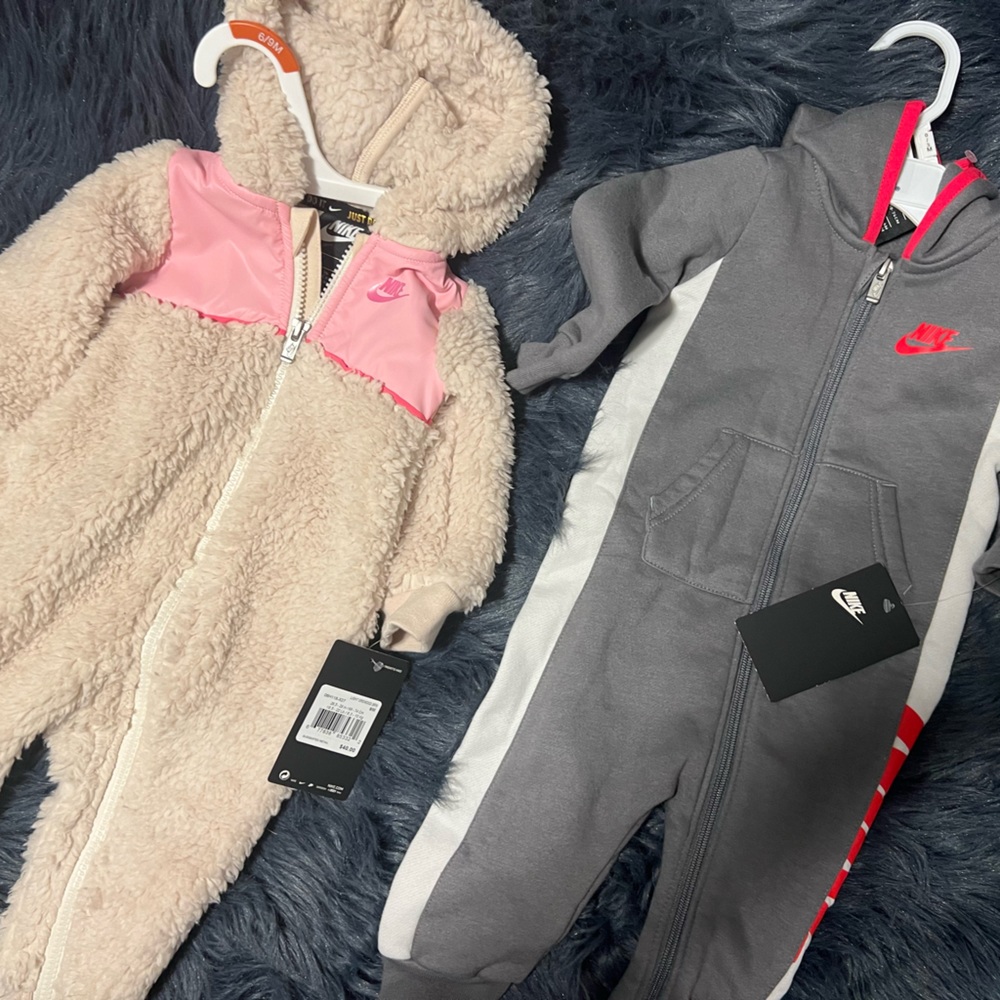 1 Nike Girls snowsuit one Nike fleece romper one piece bundle
